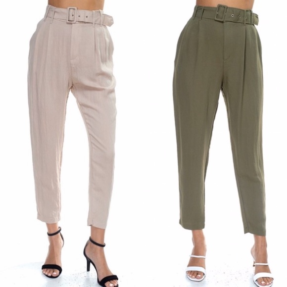 โผ๏ธ Highwaist Belted Trouser Casual Career Pant - Picture 2 of 4